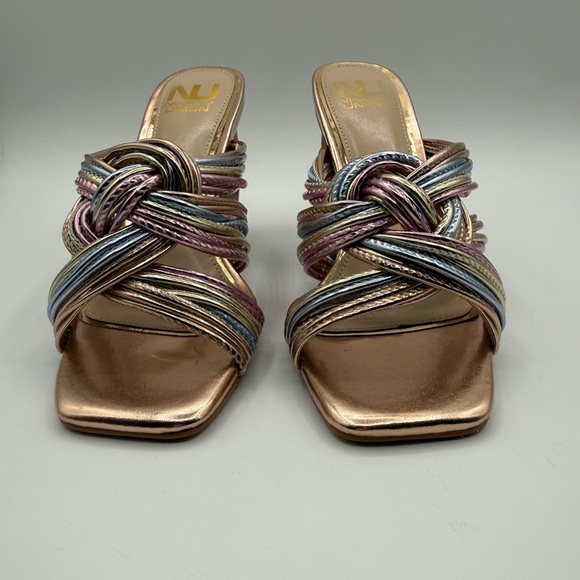 NINETY UNION Knotted STRAPPY SANDALS ON A ARCHITECTURAL HEEL IN PASTEL MULTI - Picture 15 of 17